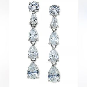 Giani Bernini White and Silver Pear Drop Dangle Earrings